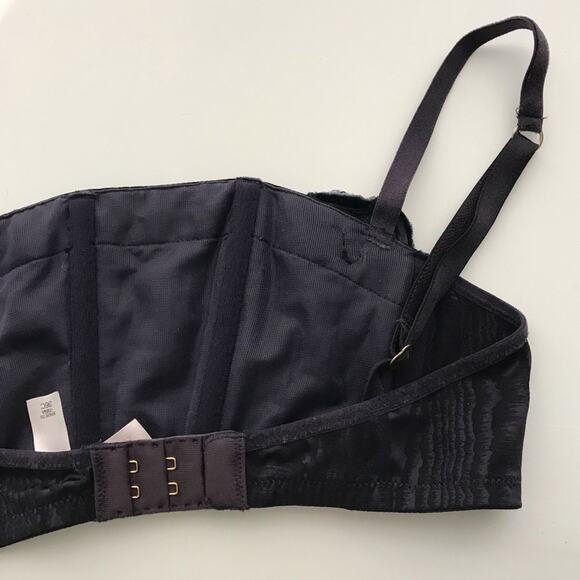 VTG Victoria Secret Balconette Shelf Corset Push Up Bra Velvet Rhinestone 36C - Picture 9 of 14